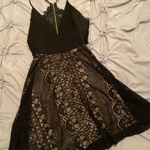Lace detailed black dress